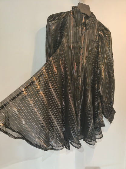 Sifonkipusero Lux musta/hopea-Puserot-Marc Lauge-Lahja ja sisustus Pussukka Katariina Home Oy