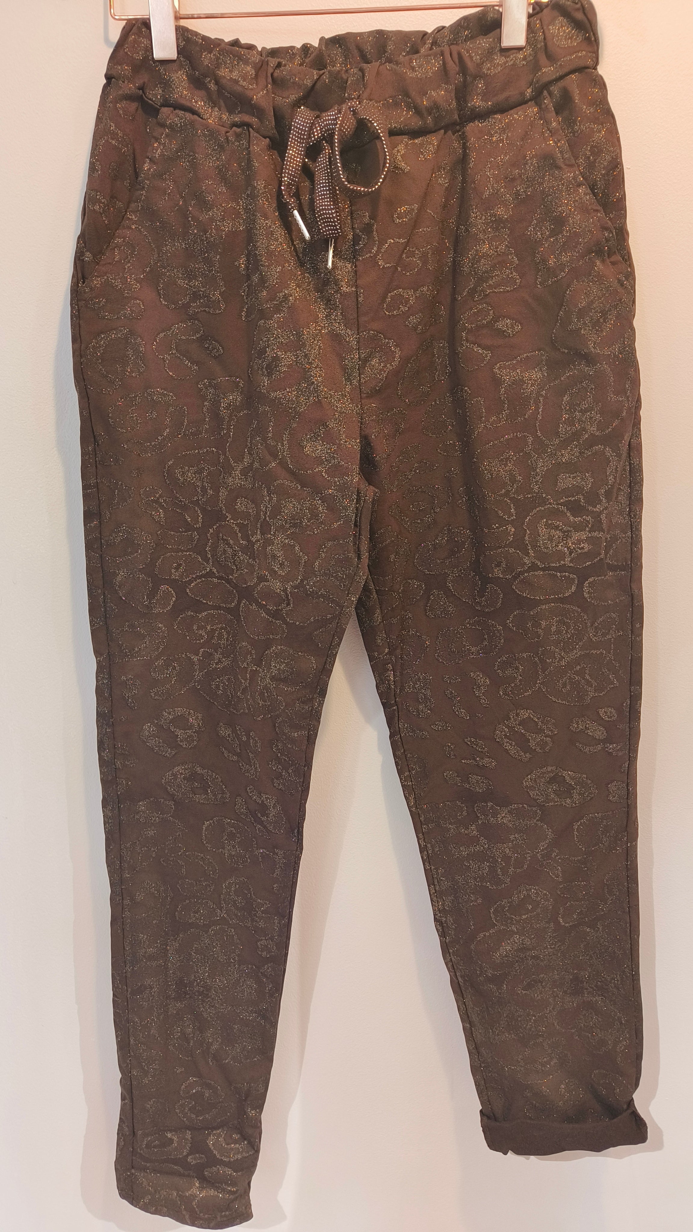 Housut Leo ruskea/kulta-Housut/Farkut-Marc Lauge-Lahja ja sisustus Pussukka Katariina Home Oy