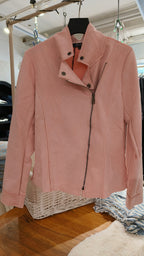 Biker jakku tekomokka vaaleanpunainen-Takit/Jakut-Marc Lauge-Lahja ja sisustus Pussukka Katariina Home Oy