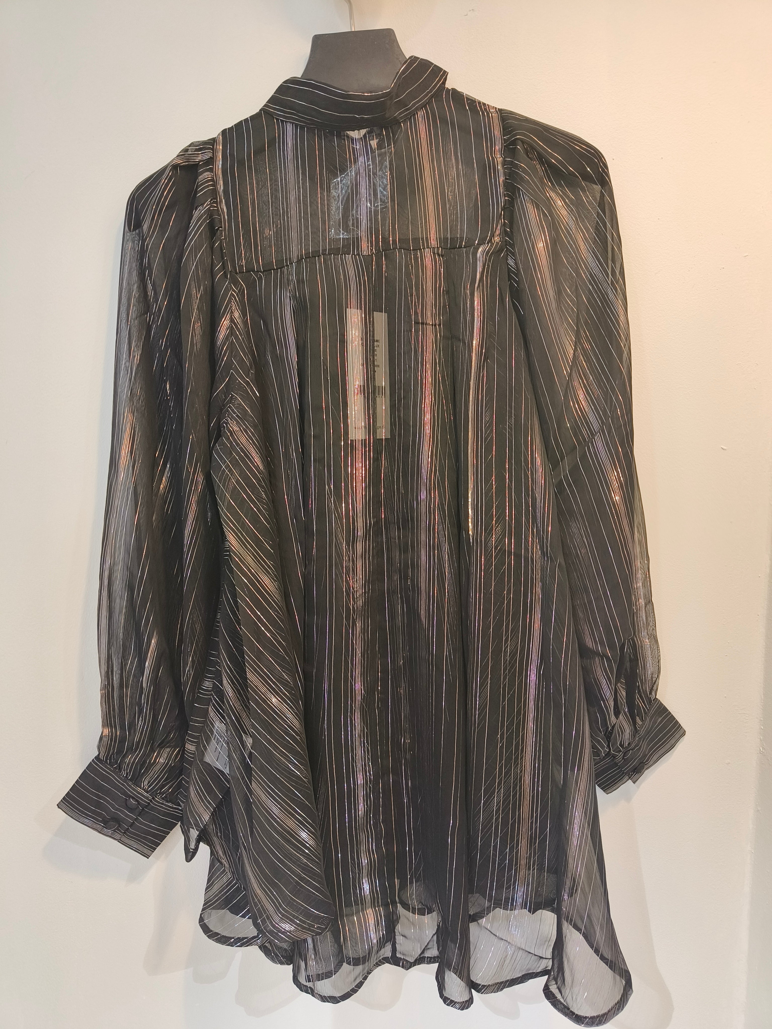 Sifonkipusero Lux musta/hopea-Puserot-Marc Lauge-Lahja ja sisustus Pussukka Katariina Home Oy