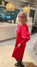 Velourmekko Tea punainen-Mekot/Hameet-Marc Lauge-Lahja ja sisustus Pussukka Katariina Home Oy