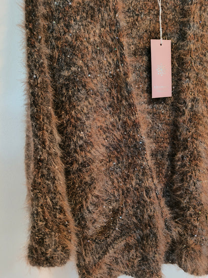 Neuletakki Pail tummanruskea/glitter-Neuleet/Neuletakit-Marc Lauge-Lahja ja sisustus Pussukka Katariina Home Oy