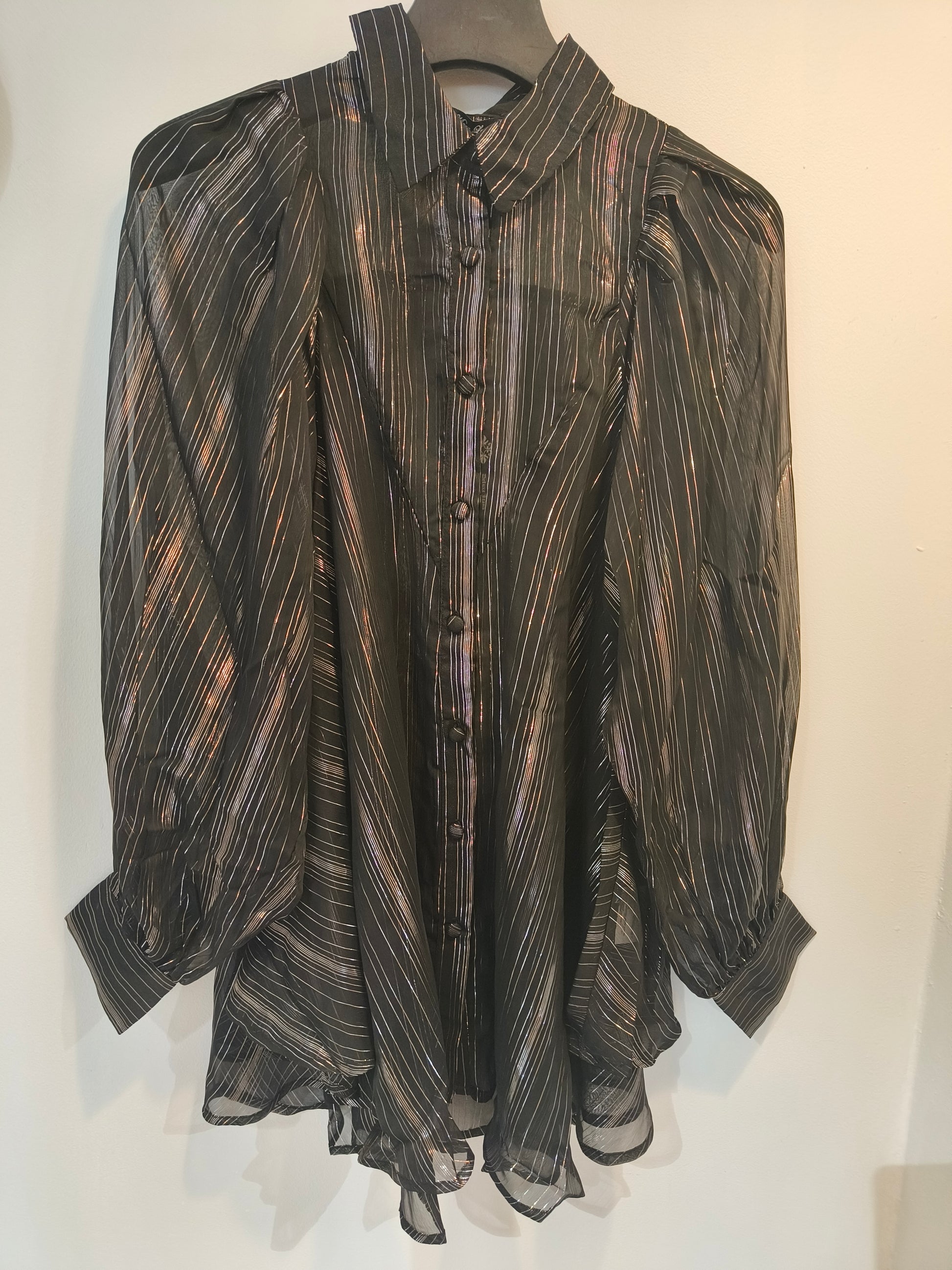 Sifonkipusero Lux musta/hopea-Puserot-Marc Lauge-Lahja ja sisustus Pussukka Katariina Home Oy