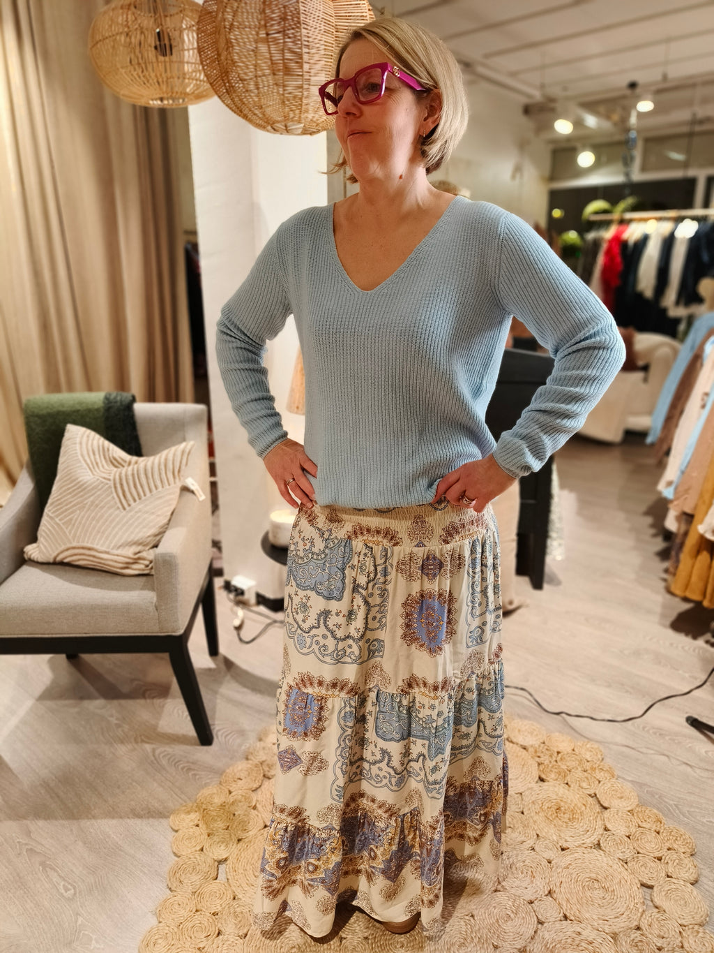 Hame Paisley vaaleansininen-Mekot/Hameet-Marc Lauge-Lahja ja sisustus Pussukka Katariina Home Oy