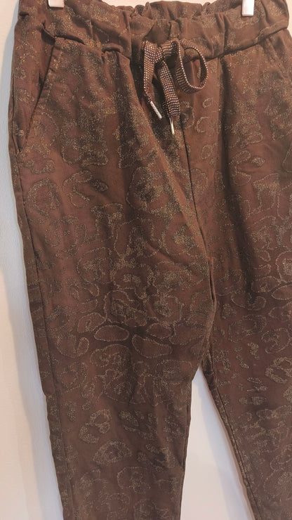 Housut Leo ruskea/kulta-Housut/Farkut-Marc Lauge-Lahja ja sisustus Pussukka Katariina Home Oy