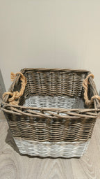 Kori suorakaide harmaa/valkoinen-Korit-Amanda B-Lahja ja sisustus Pussukka Katariina Home Oy