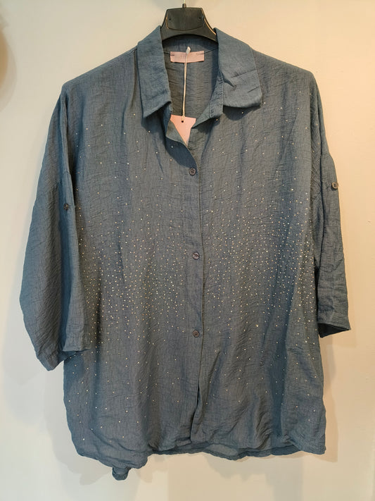 Paitapusero Studs sininen-Puserot-Marc Lauge-Lahja ja sisustus Pussukka Katariina Home Oy