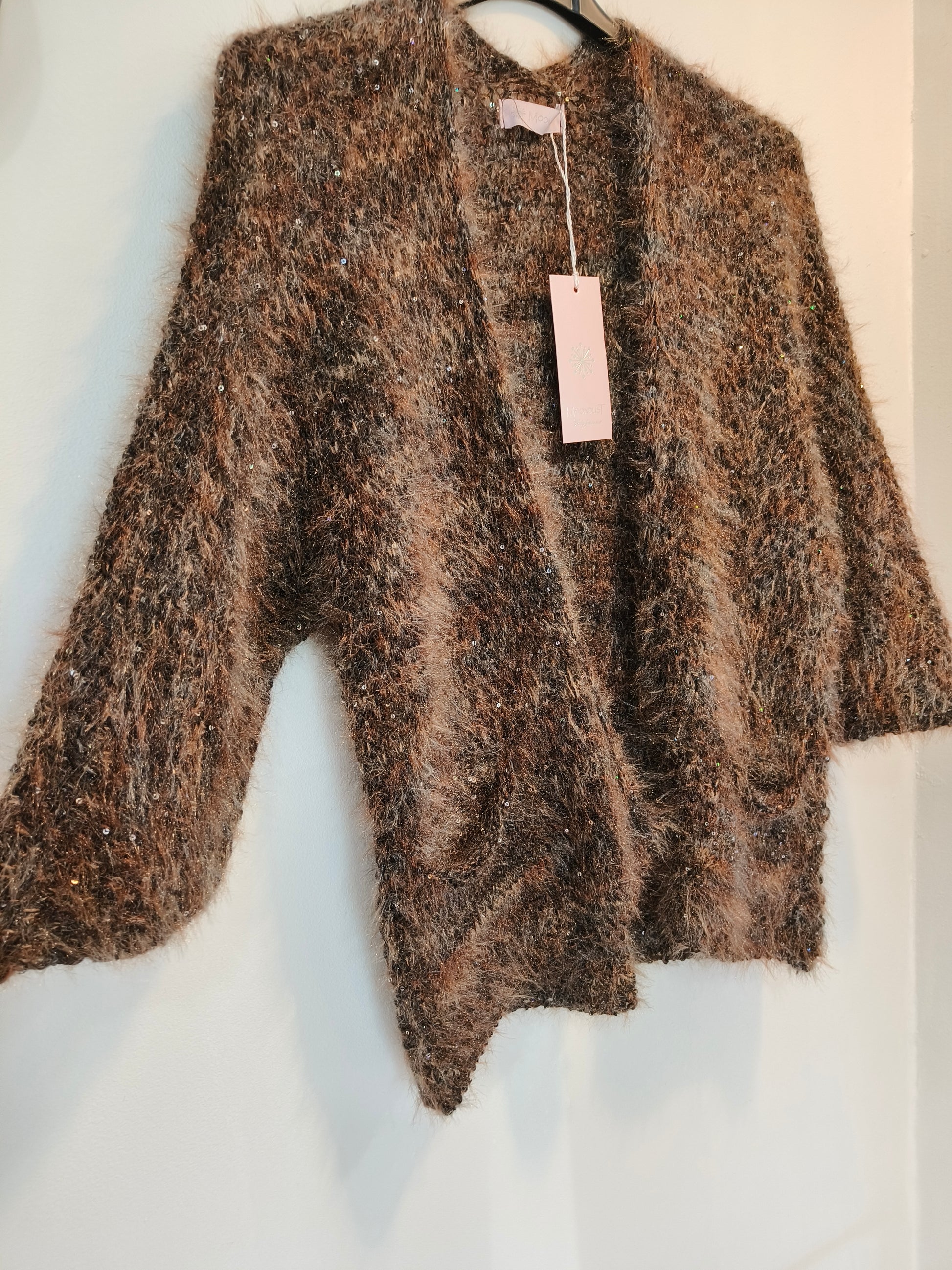 Neuletakki Pail tummanruskea/glitter-Neuleet/Neuletakit-Marc Lauge-Lahja ja sisustus Pussukka Katariina Home Oy