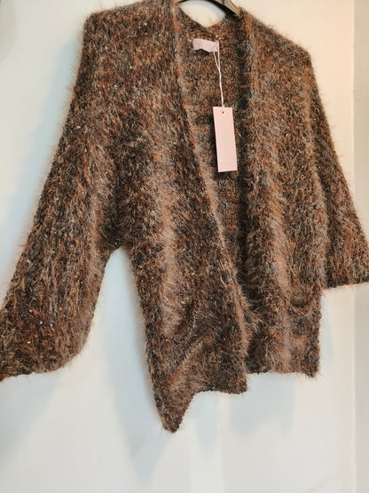 Neuletakki Pail tummanruskea/glitter-Neuleet/Neuletakit-Marc Lauge-Lahja ja sisustus Pussukka Katariina Home Oy