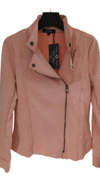 Biker jakku tekomokka vaaleanpunainen-Takit/Jakut-Marc Lauge-Lahja ja sisustus Pussukka Katariina Home Oy