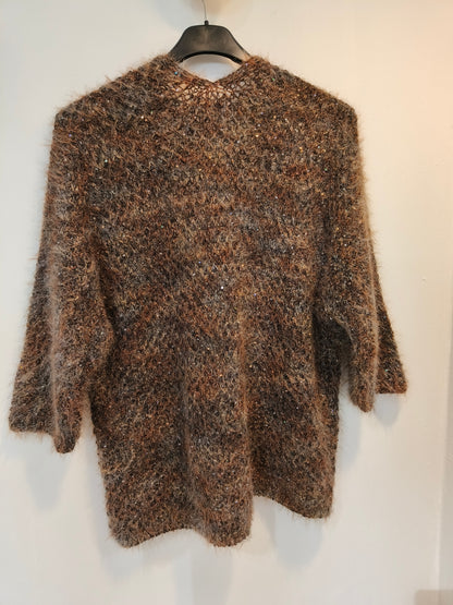 Neuletakki Pail tummanruskea/glitter-Neuleet/Neuletakit-Marc Lauge-Lahja ja sisustus Pussukka Katariina Home Oy