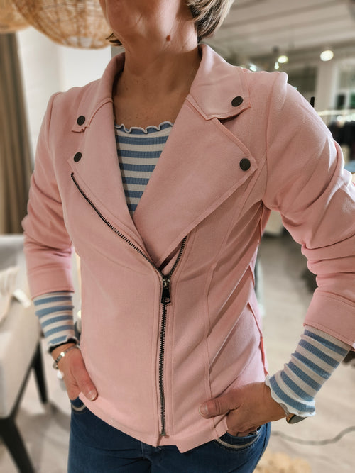 Biker jakku tekomokka vaaleanpunainen-Takit/Jakut-Marc Lauge-Lahja ja sisustus Pussukka Katariina Home Oy