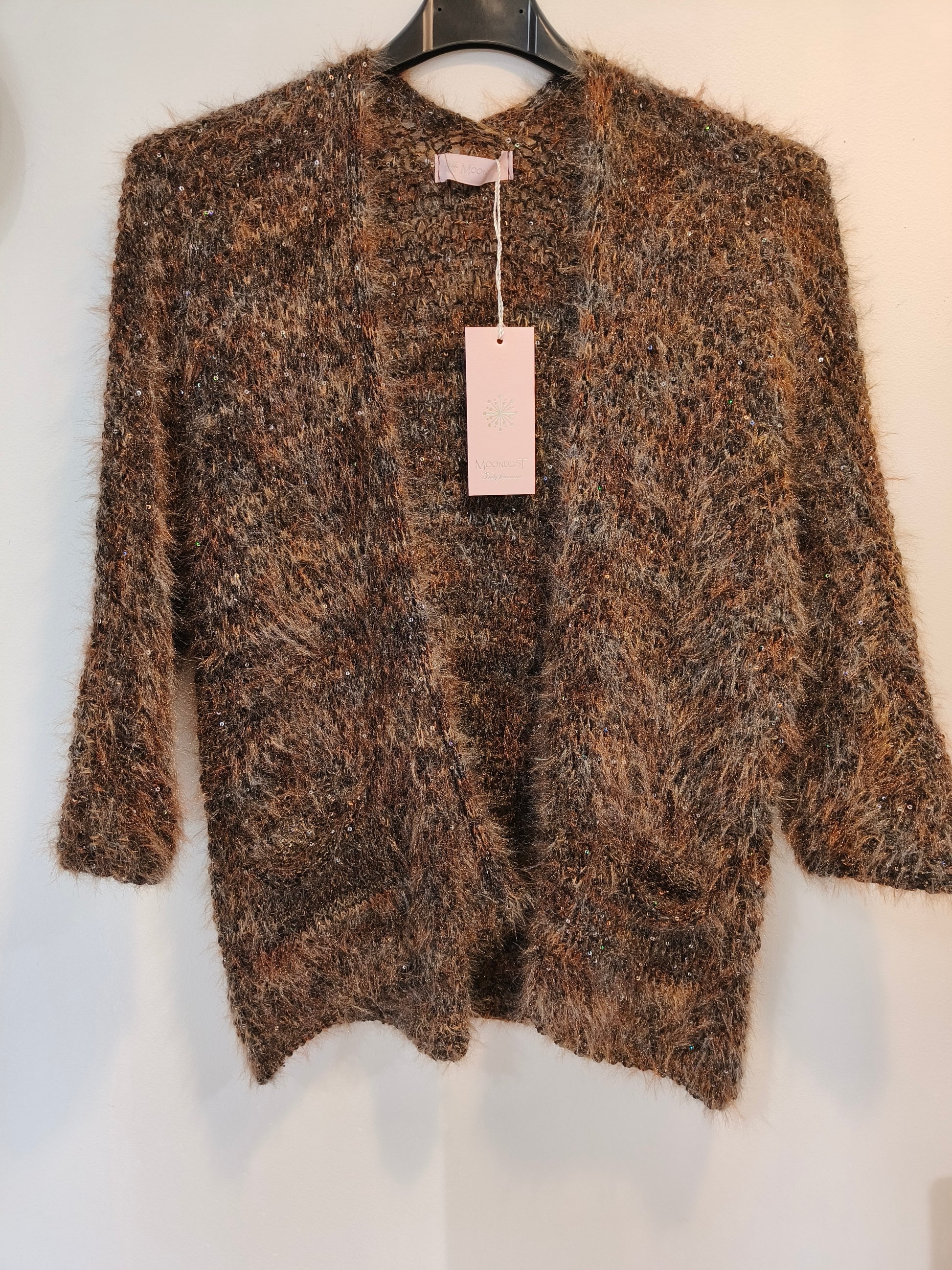 Neuletakki Pail tummanruskea/glitter-Neuleet/Neuletakit-Marc Lauge-Lahja ja sisustus Pussukka Katariina Home Oy