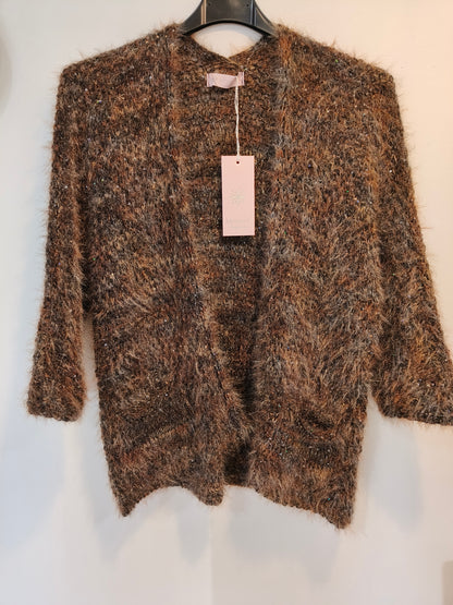 Neuletakki Pail tummanruskea/glitter-Neuleet/Neuletakit-Marc Lauge-Lahja ja sisustus Pussukka Katariina Home Oy