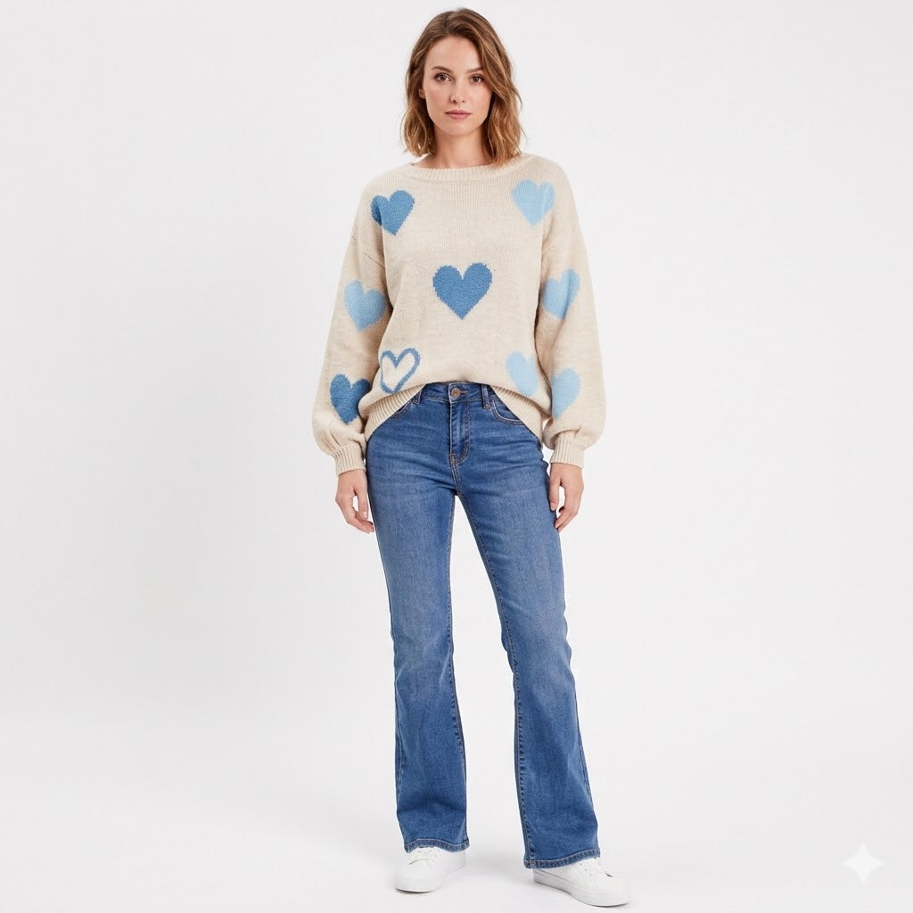 Neulepusero Heart sininen Mapp-Neuleet/Neuletakit-MAPP jeans-Lahja ja sisustus Pussukka Katariina Home Oy